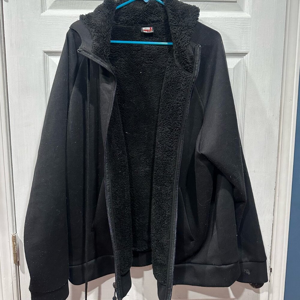 32 Degrees Heat Men’s Black Fuzzy-Lined Zip Hoodie – Size XXL